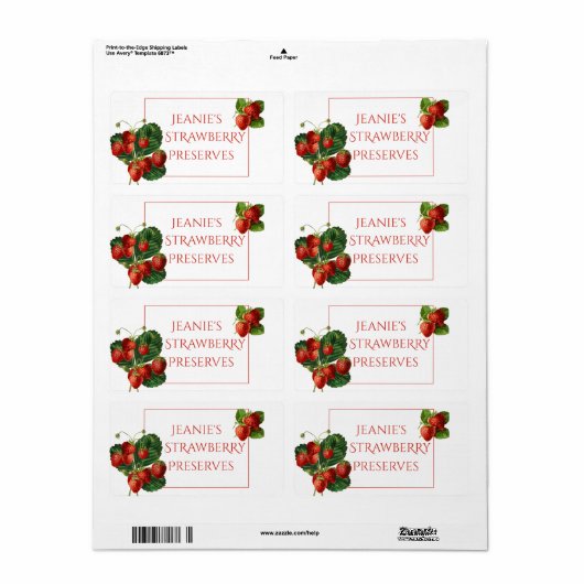 Aardbei behoudt etiket (Full Sheet)