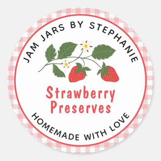 Aardbei behoudt Homemade met Love Canning Ronde Sticker (Voorkant)