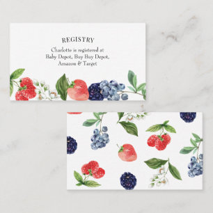 Aardbei Berry Baby shower Registry Insert Kaart Visitekaartje