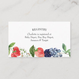 Aardbei Berry Baby shower Registry Insert Kaart Visitekaartje