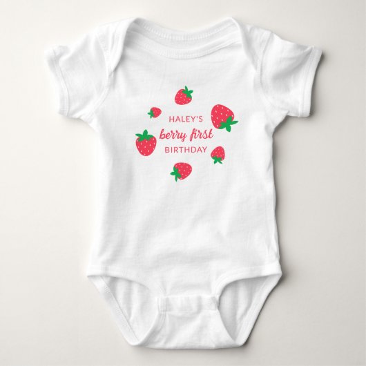 Aardbei Berry Eerste 1e Verjaardag Baby Romper (Voorkant)