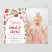 Aardbei Berry Eerste Budget Foto Verjaardagsfeest (Voorkant)