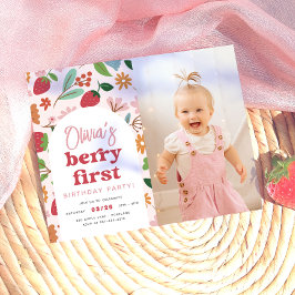 Aardbei Berry Eerste Budget Foto Verjaardagsfeestj