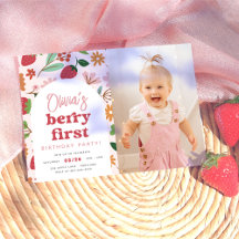 Aardbei Berry Eerste Foto Verjaardagsfeest