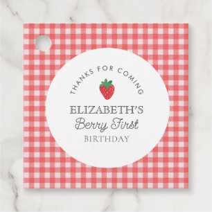 Aardbei Berry Eerste Rode plaid Dank u Bedankjes Labels