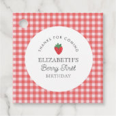 Aardbei Berry Eerste Rode plaid Dank u Bedankjes Labels (Voorkant)
