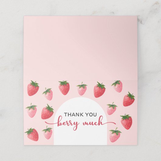 Aardbei Berry Eerste Verjaardag Dank u kaart Plaatskaartje (Buitenkant ongevouwen)