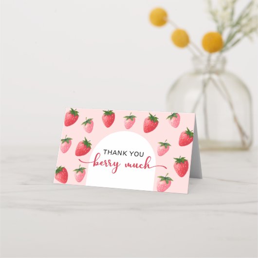 Aardbei Berry Eerste Verjaardag Dank u kaart Plaatskaartje (Voorkant)