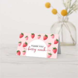 Aardbei Berry Eerste Verjaardag Dank u kaart Plaatskaartje