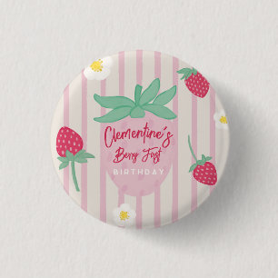 Aardbei Berry Eerste Verjaardag  Ronde Button 3,2 Cm