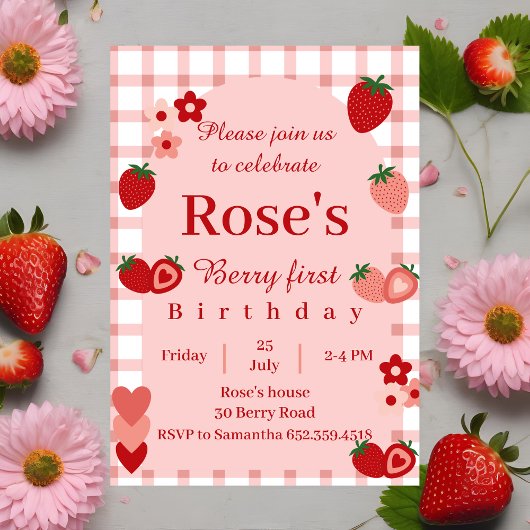 Aardbei, Berry eerste verjaardag uitnodiging