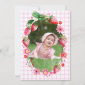 Aardbei Berry Eerste Verjaardag Waterverf Foto Kaart (Achterkant)