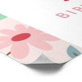 Aardbei Berry Eerste Verjaardagsfeest Welkomstbord Poster (Hoek)