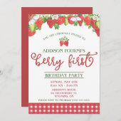 Aardbei, Berry eerste verjaardagsfeestje Kaart (Voorkant / Achterkant)