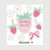 Aardbei Berry Eerste Verjaardagsstickers Sticker (Vel)