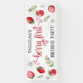 aardbei "Berry First" 1e verjaardag Spandoek (Verticaal)