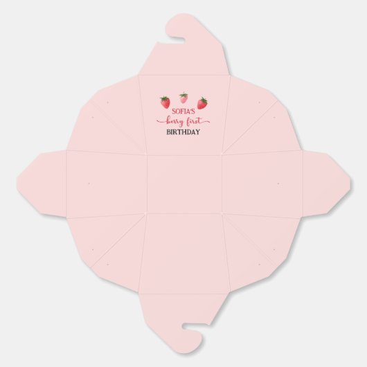 Aardbei Berry First Birthday Bedankdoosjes (Ongevouwen)