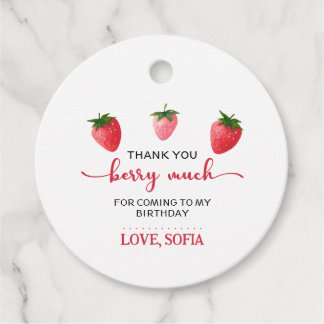 Aardbei Berry First Birthday Bedankjes Labels