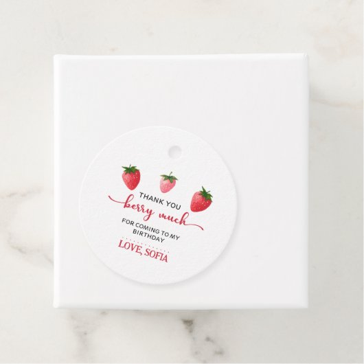 Aardbei Berry First Birthday Bedankjes Labels (In situ)