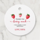 Aardbei Berry First Birthday Bedankjes Labels (Voorkant)
