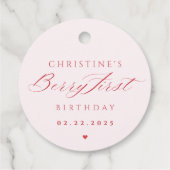 Aardbei Berry First Birthday Bedankjes Labels (Achterkant)