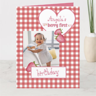 Aardbei Berry First Birthday Bedankkaart