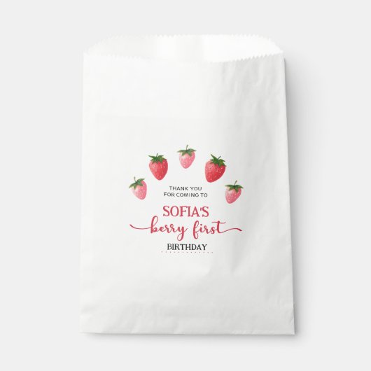 Aardbei Berry First Birthday Bedankzakje (Voorkant)