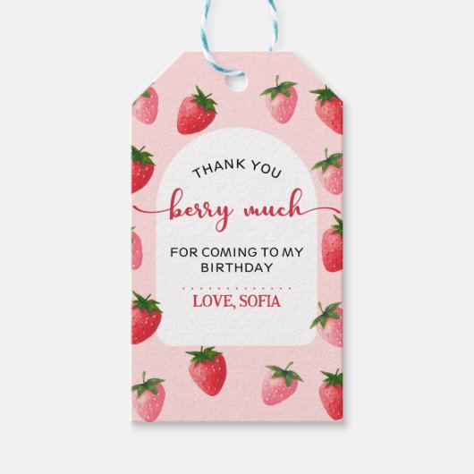 Aardbei Berry First Birthday Cadeaulabel (Voorkant)