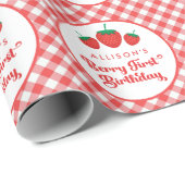 Aardbei Berry First Birthday Cadeaupapier (Rol Hoek)