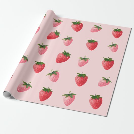 Aardbei Berry First Birthday Cadeaupapier (Uitgerold)