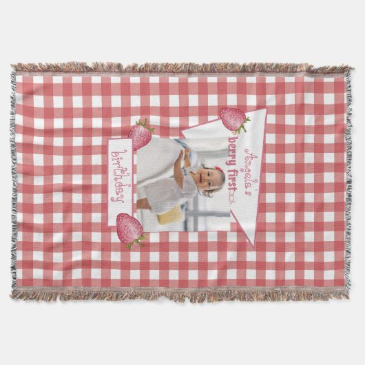 Aardbei Berry First Birthday Deken (Voorkant)