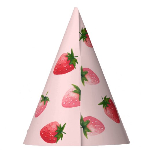 Aardbei Berry First Birthday Feesthoedjes (Achterkant)