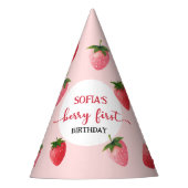 Aardbei Berry First Birthday Feesthoedjes (Voorkant)