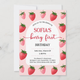 Aardbei Berry First Birthday Kaart