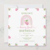 Aardbei Berry First Birthday Kaart (Voorkant)