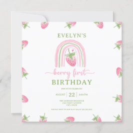 Aardbei Berry First Birthday Kaart