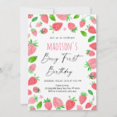 Aardbei Berry First Birthday Kaart (Voorkant)