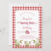 Aardbei Berry First Birthday Kaart (Voorkant)