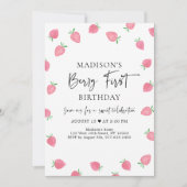 Aardbei Berry First Birthday Kaart (Voorkant)