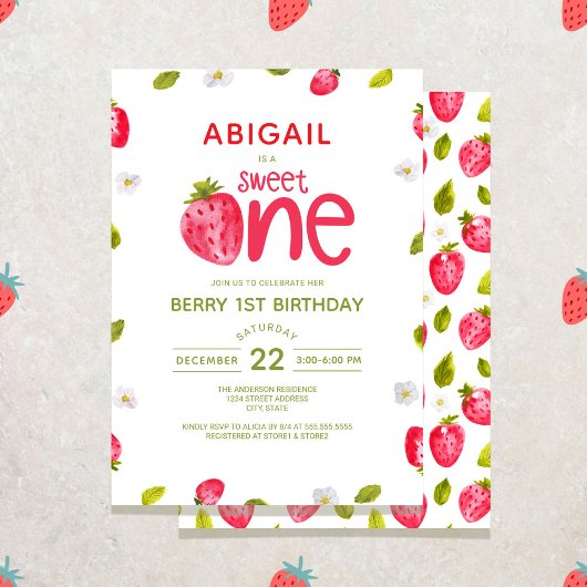 Aardbei Berry First Birthday Kaart