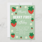 Aardbei Berry First Birthday Kaart (Voorkant)