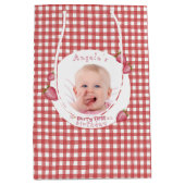 Aardbei Berry First Birthday Medium Cadeauzakje (Voorkant)