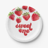 Aardbei Berry First Birthday Paper Borden Papieren Bordje (Voorkant)