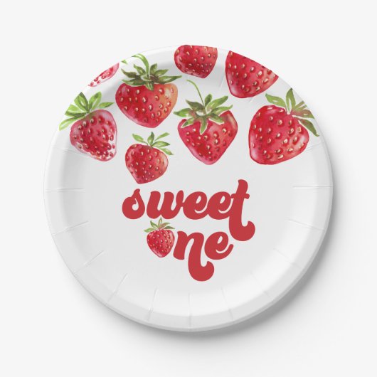 Aardbei Berry First Birthday Paper Borden Papieren Bordje (Voorkant)