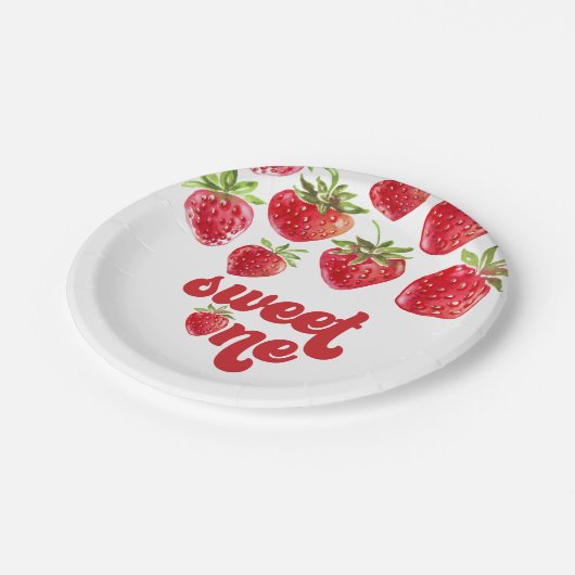 Aardbei Berry First Birthday Paper Borden Papieren Bordje (Gekanteld)