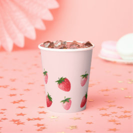 Aardbei Berry First Birthday Papieren Bekers