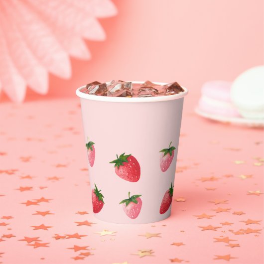 Aardbei Berry First Birthday Papieren Bekers (Insitu)