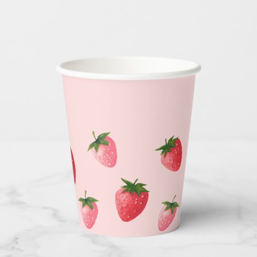 Aardbei Berry First Birthday Papieren Bekers (Achterkant)
