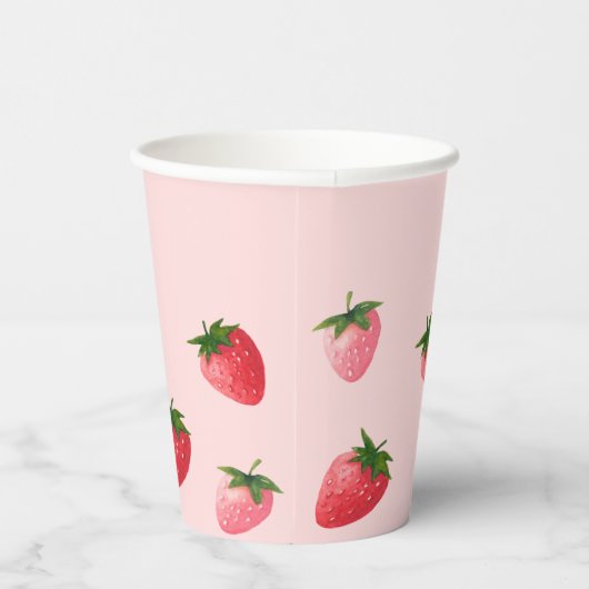 Aardbei Berry First Birthday Papieren Bekers (Rechts)
