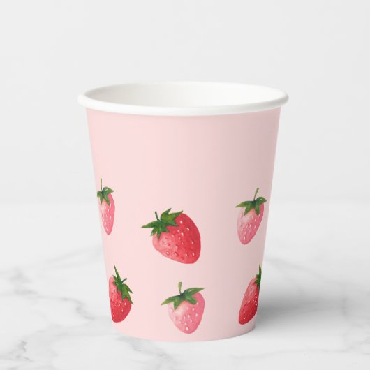 Aardbei Berry First Birthday Papieren Bekers (Voorkant)